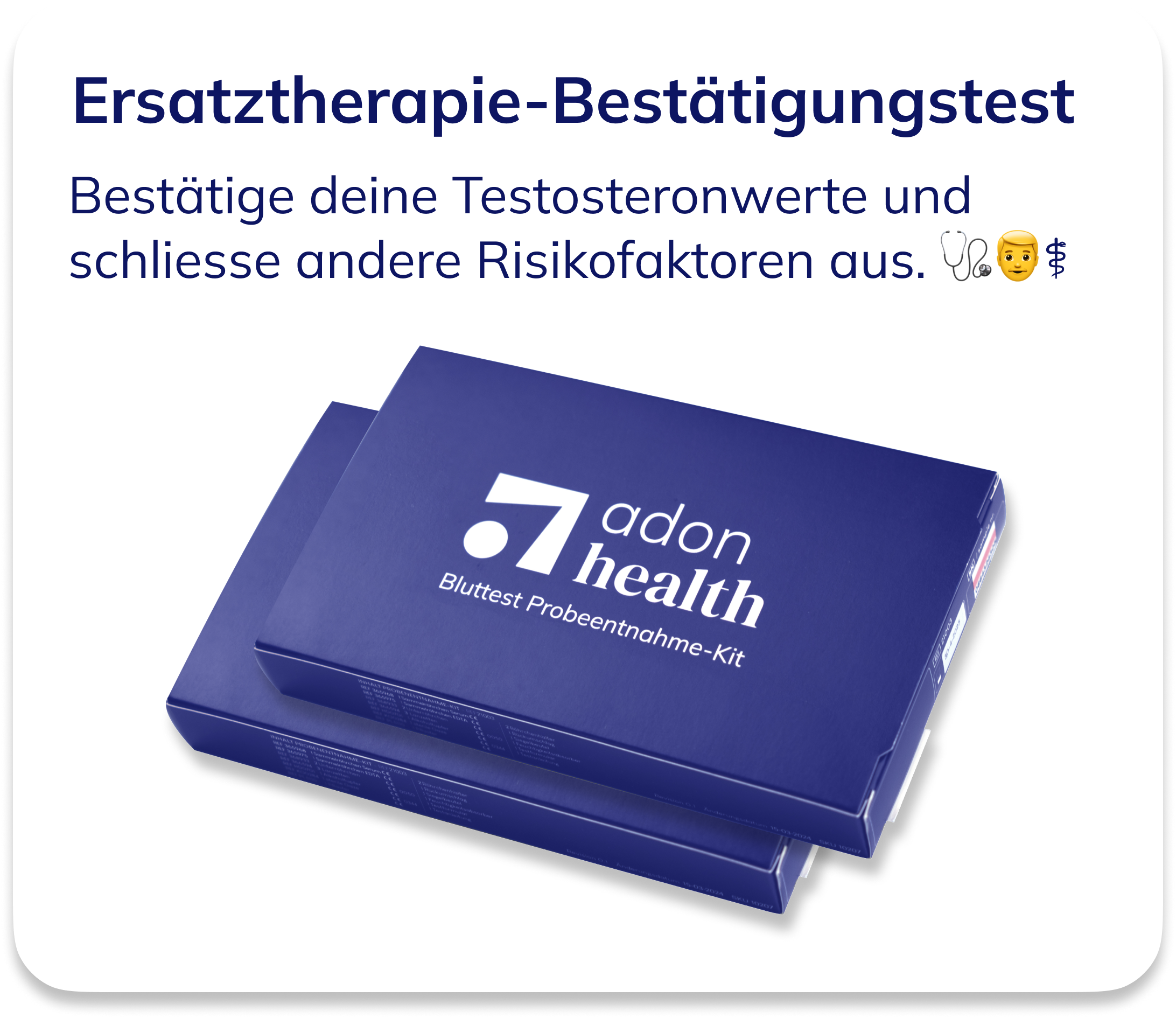 Adon Health Testkit zur Bestätigung einer Testosteronersatztherapie mit Fokus auf Therapiesicherheit